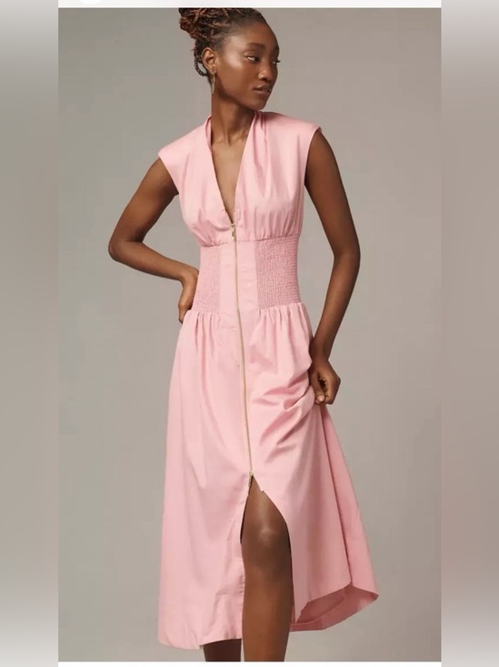 Anthropologie Dresses & Skirts - ANTHROPOLOGIE The Tommie Zip-Front Midi Dress Pink